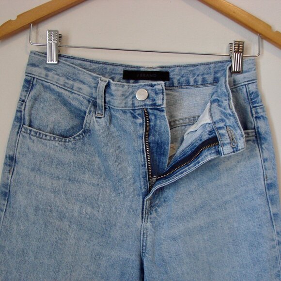 J Brand Joan High Rise Wide Leg Jeans Blissed Out Boho Raw Frayed Hem Tall 26 - Picture 9 of 15